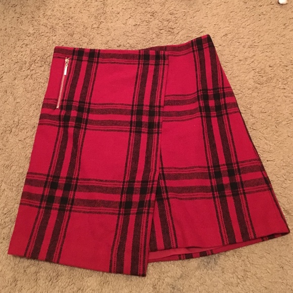 Red plaid skirt