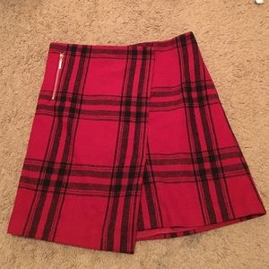 Red plaid skirt