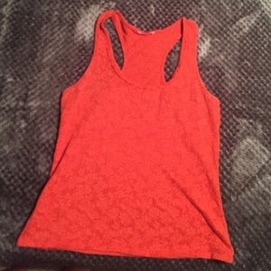 Red/orange floral lacey tank