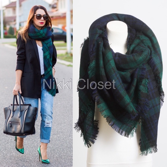 Oversized Blanket Plaid Scarf Wrap Shawl check - Picture 4 of 4