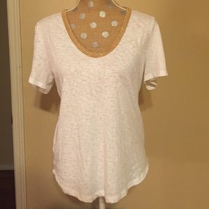 J.Crew Gold Neckline Tee Shirt