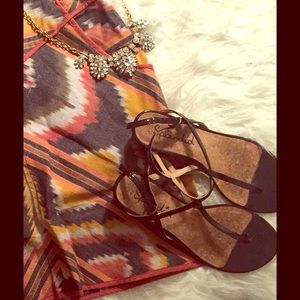 Splendid cork low wedge black patent sandal