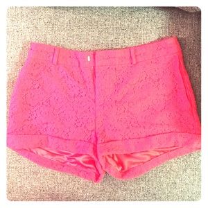 Coral/red lace shorts