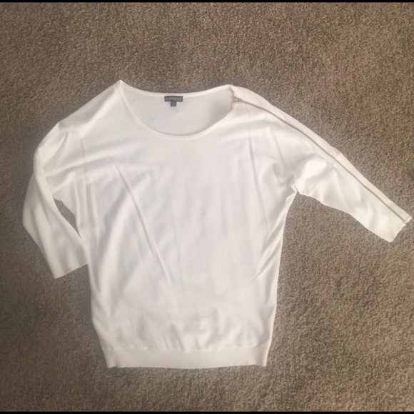 Beautiful Express White Sweater with Zipper