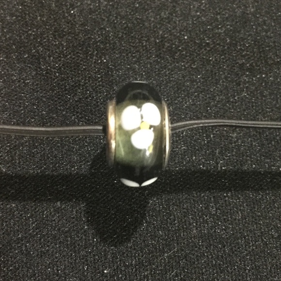 Pandora Grey Flower Murano Glass Bead