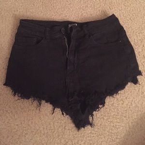 Black High Rise Jean Shorts