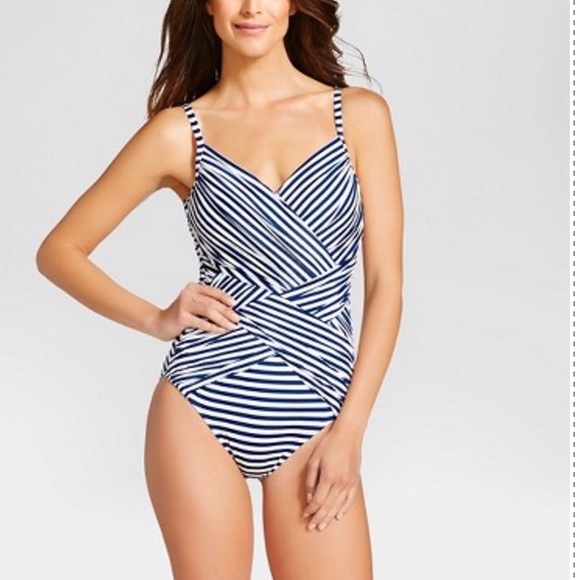 Merona Other - Navy Blue and White Merona One Piece Bathing Suit