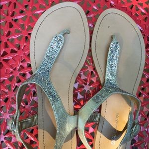 BCBG Silver jeweled sandals