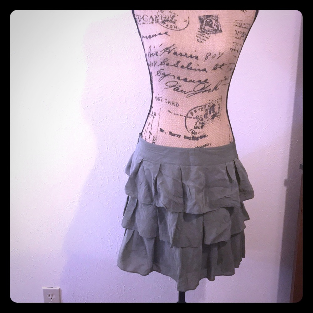 Flirty olive green ruffle skirt