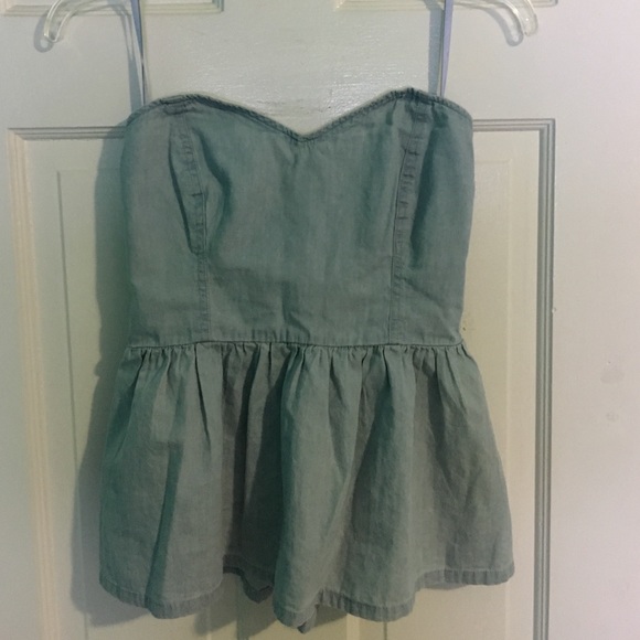 Denim peplum top - Picture 1 of 3