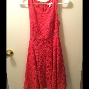 Cute Hot Pink Lacey Dress with See-Through Sides