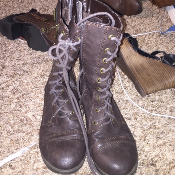 dark brown combat boots