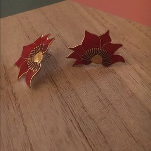 Red "Lotus" flower earrings