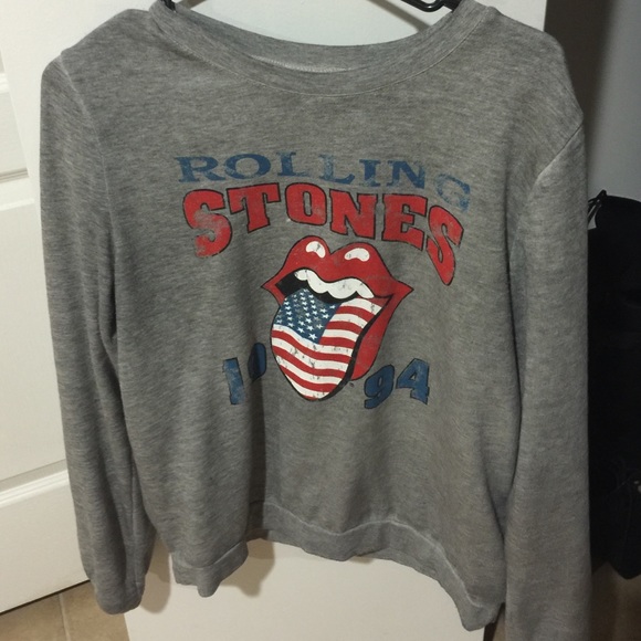 Grey forever 21 Rolling Stones crew neck hoodie