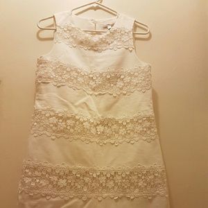 J.CREW lace stripe mini dress ivory size 2 NWT