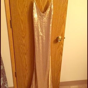 Asos gold sequin gown
