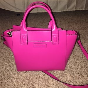 Pink Vera Bradley leather tote.
