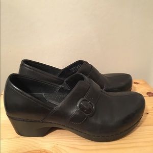 Dansko Black Leather Tamara Clog