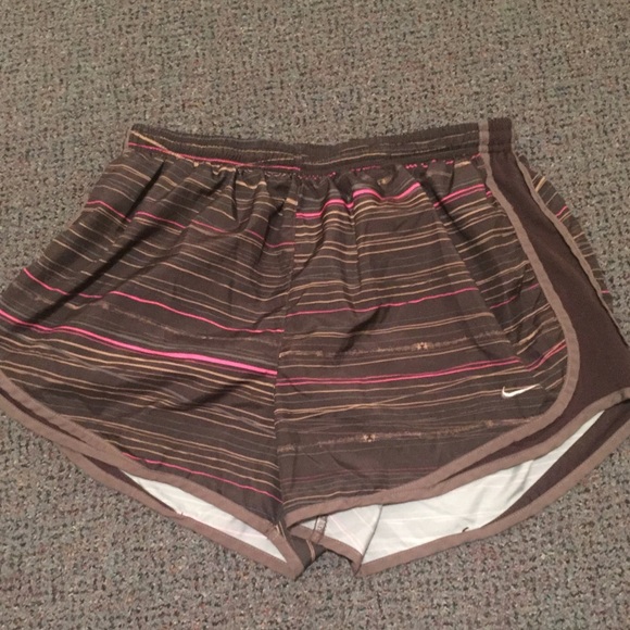 Brown and Pink Nike Drifit Running Shorts
