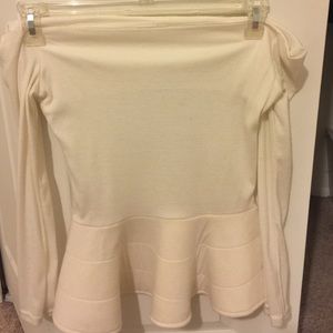White off the shoulder long sleeve peplum top