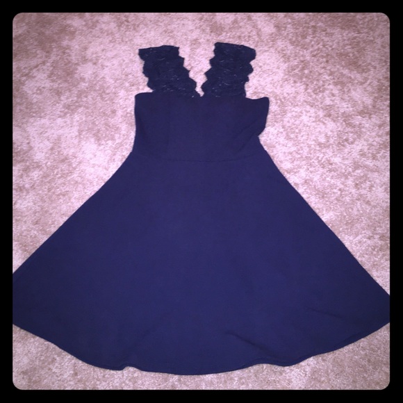 Lace strapped Navy dress