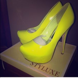 Neon Yellow Platform Heels