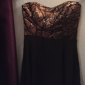 Black and gold cocktail dress