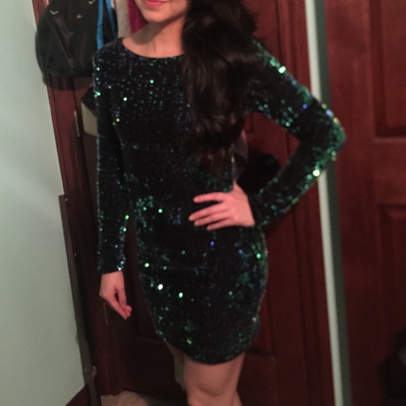 Green sequin dress
