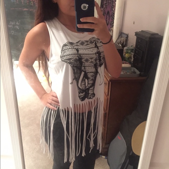 Fringed Elephant Crop Top