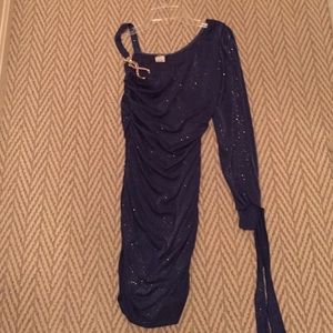Sparkly, fitted dress. One shoulder