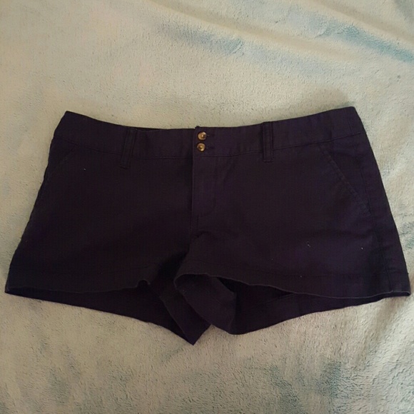Navy two Button jean shorts
