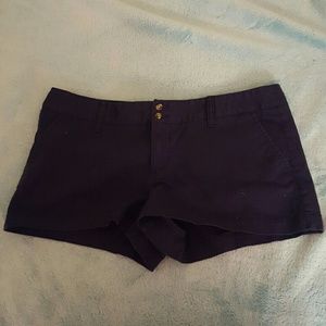 Navy two Button jean shorts