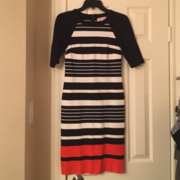 Michael Kors Navy and Orange Stripped Dress