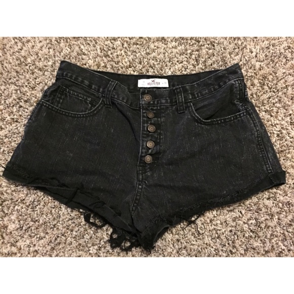 High rise black Hollister jean shorts