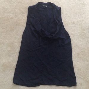 Theory navy blue cowl neck silk top