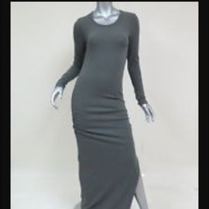 James Perse Split Maxi dress Olive green