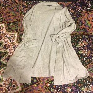 Long Light Gray Express Cardigan With Cuff Sleeves