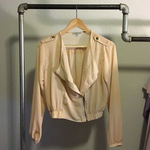 Charlotte Russe crop jacket - asymmetrical zipper.