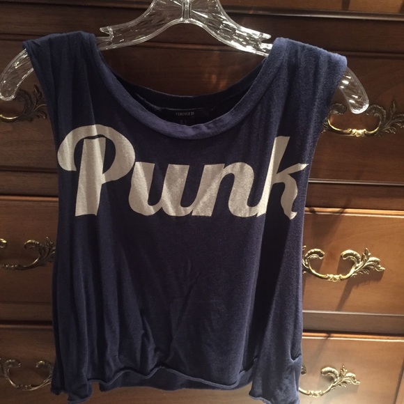 Navy Blue Forever 21 Punk Crop Top/Muscle Tee