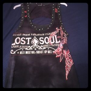 Salvage biker style tank top