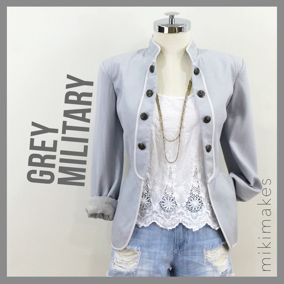 Ark & Co Jackets & Blazers - ARC & CO • military style grey blazer mao collar