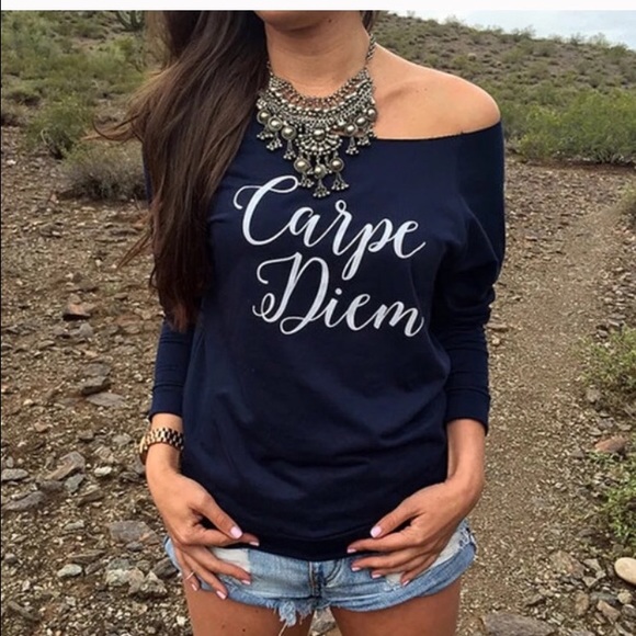 Carpe deim off the shoulder top 🌻 - Picture 2 of 2