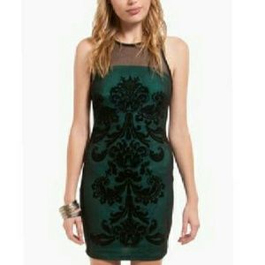 FINAL SALE • Green Mesh Damask Dress