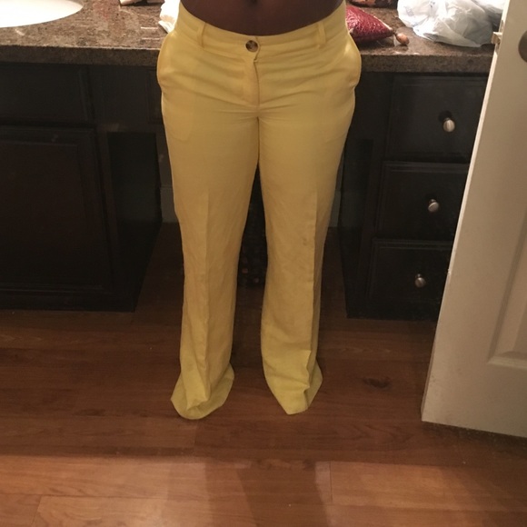 Banana Republic Yellow Linen Pants, Size 0