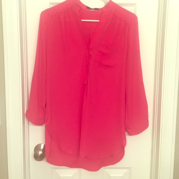 Pink yoked front slouch dress top
