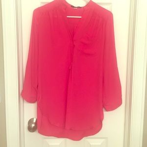 Pink yoked front slouch dress top