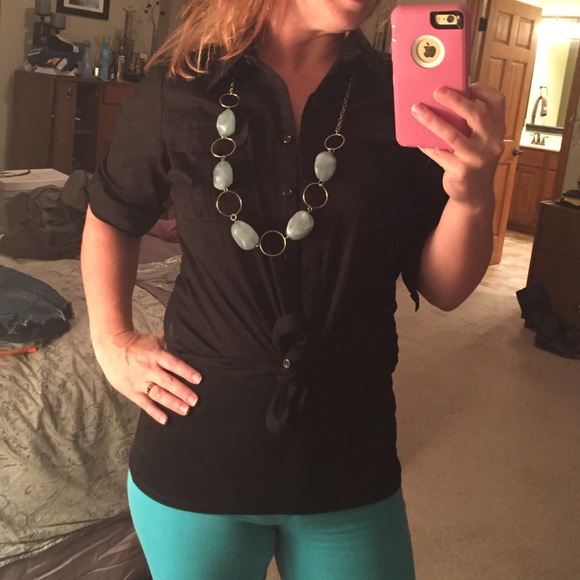 Black Button Down Top - Picture 4 of 4