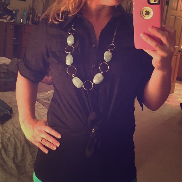 Black Button Down Top - Picture 1 of 4