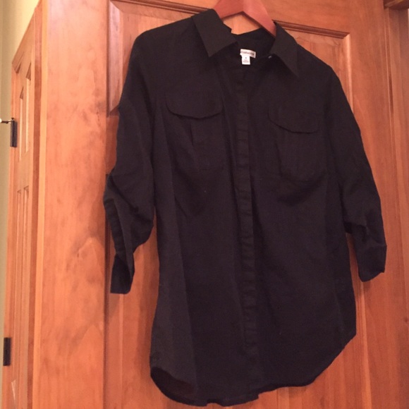 Black Button Down Top - Picture 3 of 4