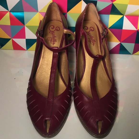 Seychelles Plum Leather Heels